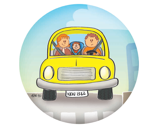 Ilustração assento infantil no carro