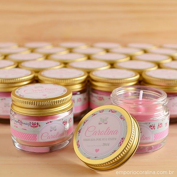 Mini velas perfumadas para lembrancinha de maternidade